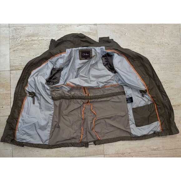 Cole Haan Mens Hooded Rain Jacket Packable Water Resistant Brown M - Picture 7 of 8